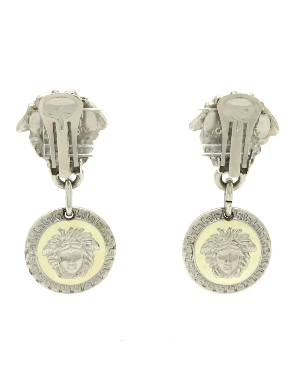 Versace Gianni Earrings Silver Black Ivory Medusa